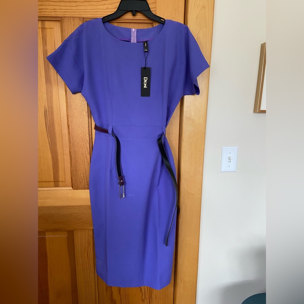 Dioni Violet Sheath Dress with Belt- NWT- size S